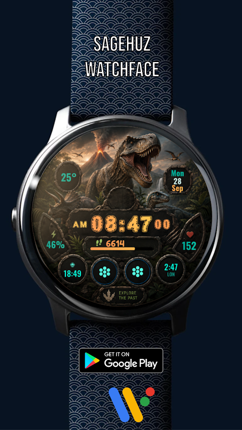A017 Dinosaur watchface screenshot