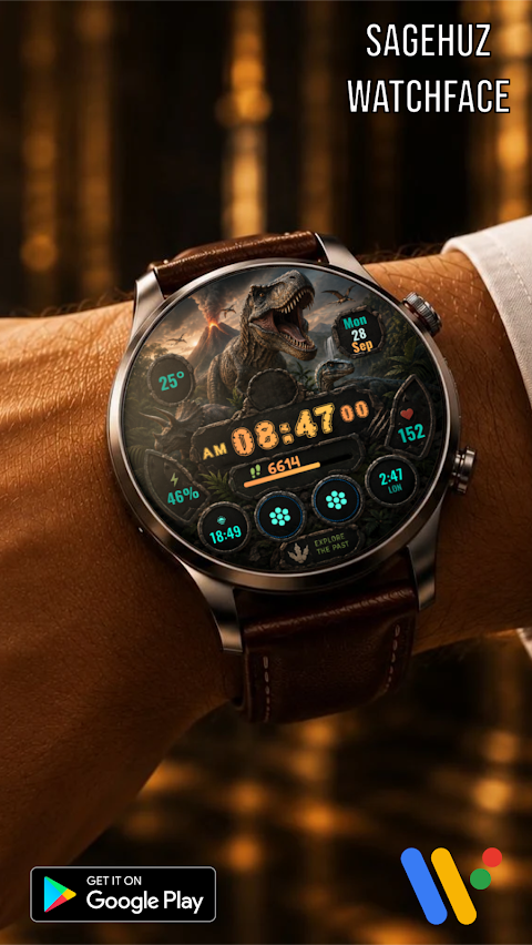 A017 Dinosaur watchface screenshot