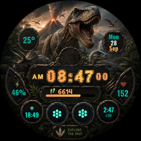 A017 Dinosaur watchface screenshot