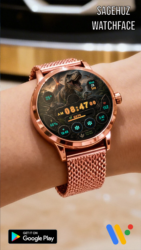 A017 Dinosaur watchface screenshot