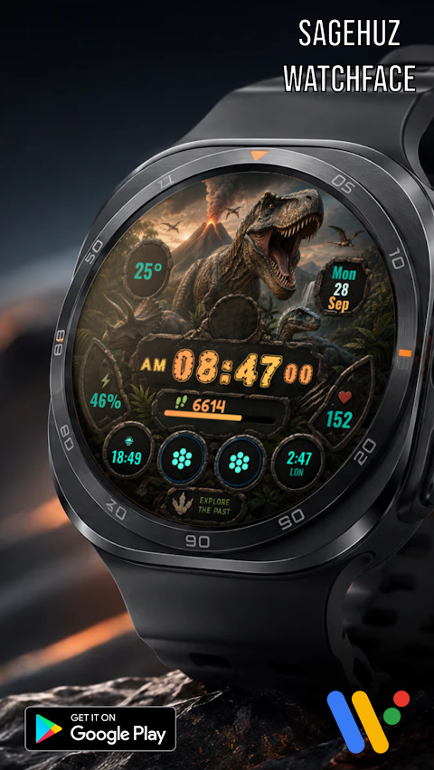 A017 Dinosaur watchface screenshot