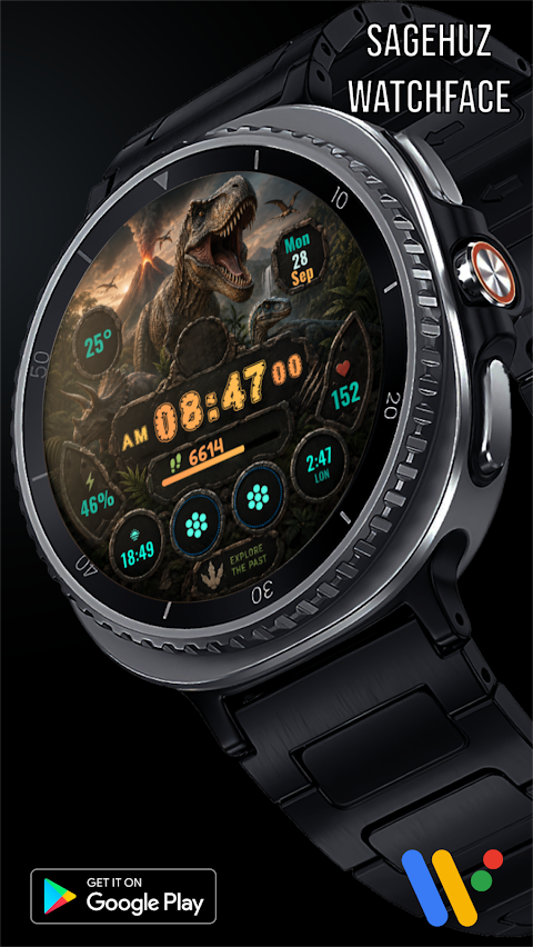 A017 Dinosaur watchface screenshot