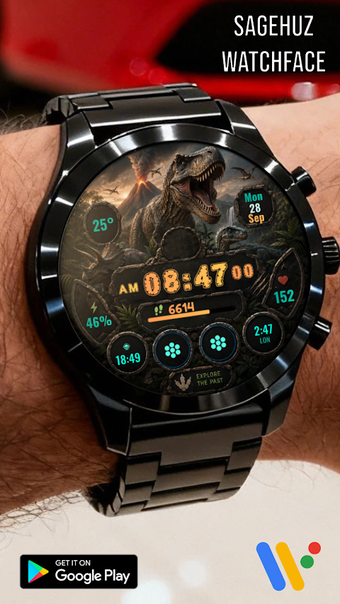 A017 Dinosaur watchface screenshot