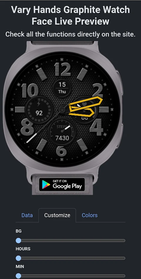 Vary Hands Graphite Watch Face screenshot