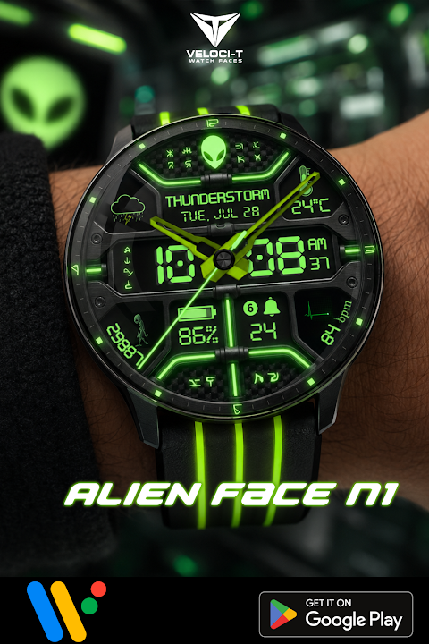 Alien Face N1 Watch Face screenshot