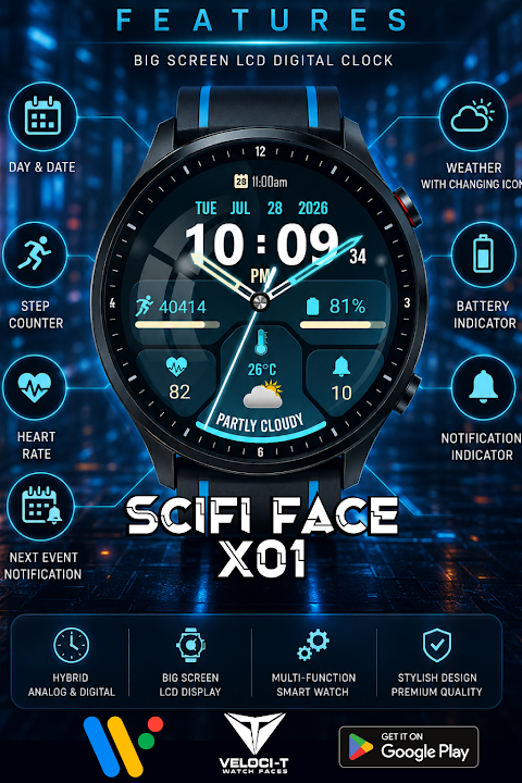 Scifi Face X01 Watch Face screenshot