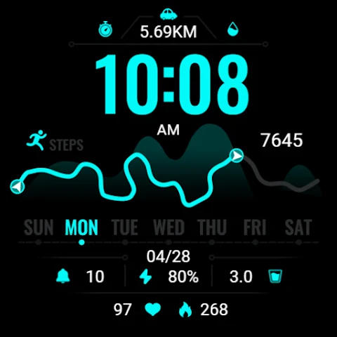 Sports Bright Blue ZKin Watch screenshot