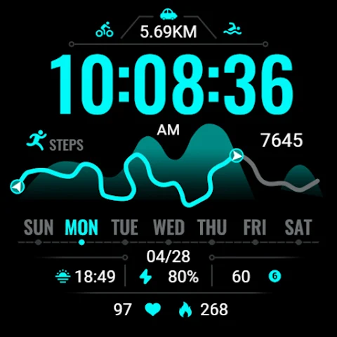 Sports Bright Blue ZKin Watch screenshot