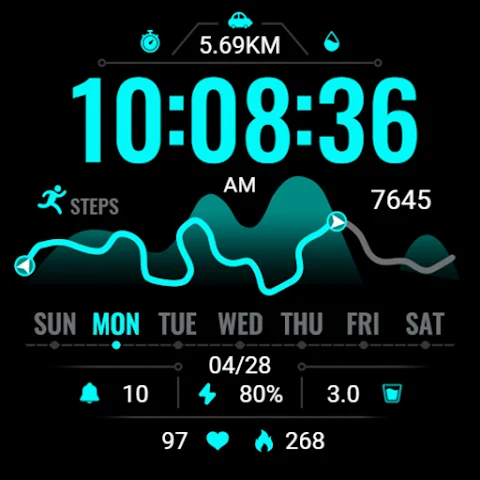 Sports Bright Blue ZKin Watch screenshot