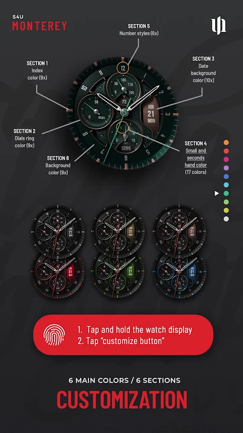 S4U Monterey analog watch face screenshot