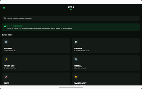 Cheat Codes for GTA Cheats screenshot