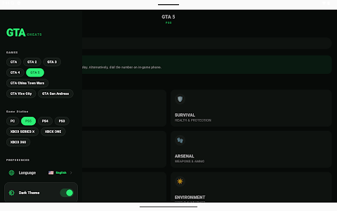 Cheat Codes for GTA Cheats screenshot