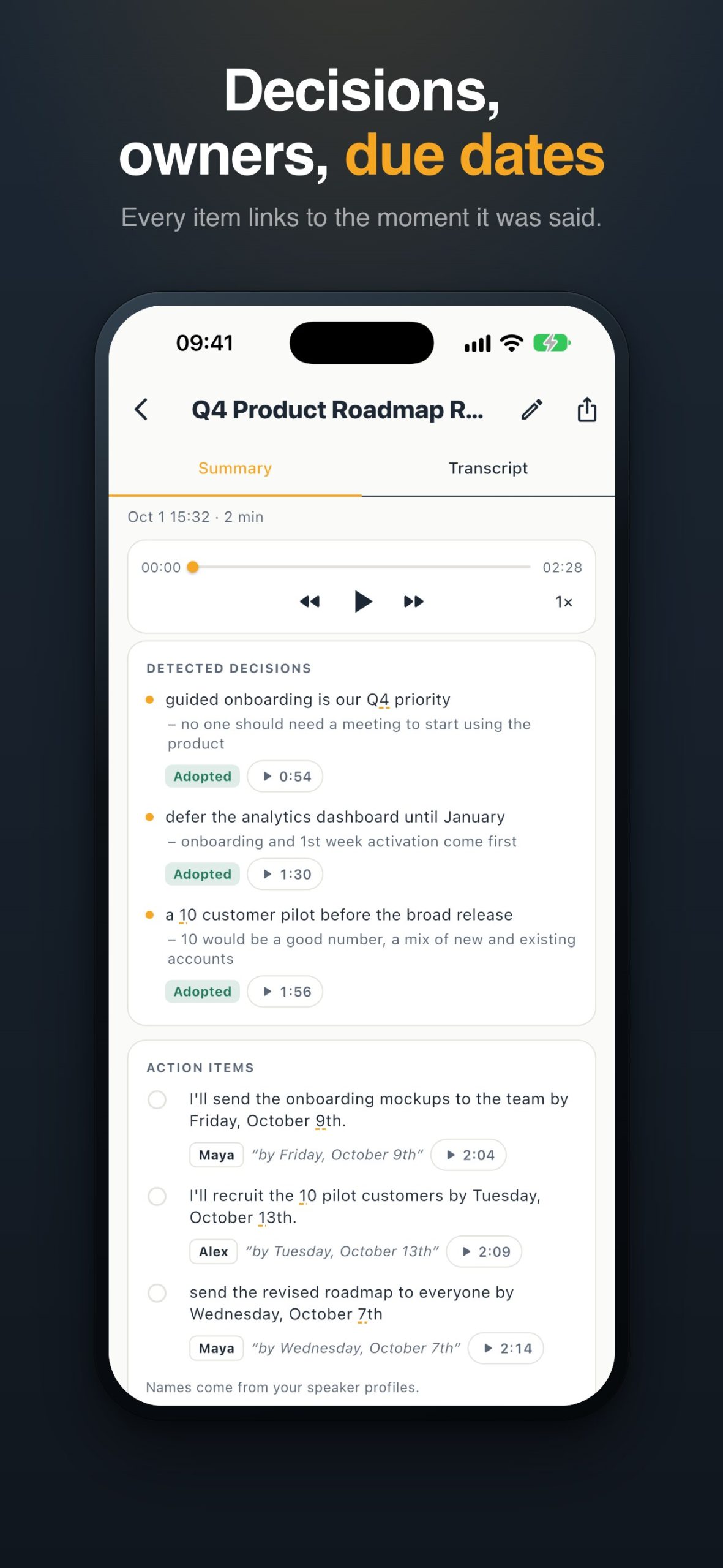 Minuted: AI Meeting Notes screenshot